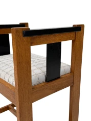 1920s Art Deco Modernist Stool by Jan Brunott, Oak & Velvet